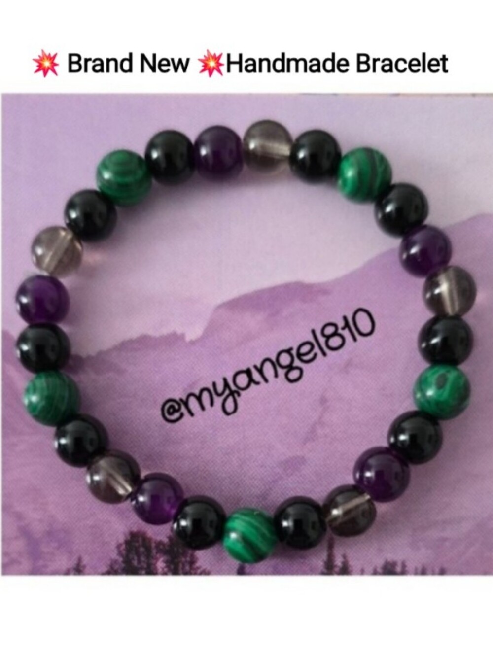 Handmade Natural Stone Bracelet - Amethyst, Obsidian, and Smoky Quartz Beaded